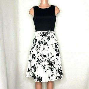 Grace Karin Black White Floral Retro Tea Dress Vintage Inspired